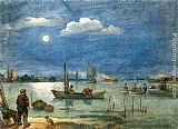 Moonlight Canvas Paintings - Fishermen by Moonlight